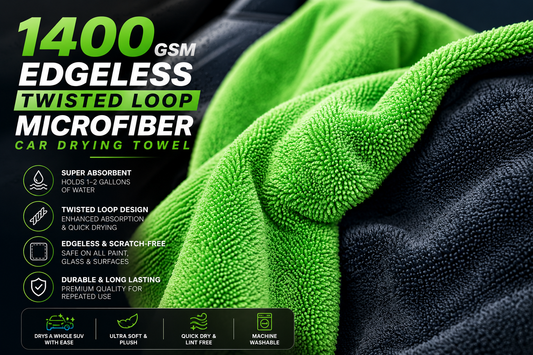 Premium 1400 GSM Edgeless Twisted Loop Microfiber Car Drying Towel – Ultra Absorbent, Scratch-Free Quick Dry Cloth